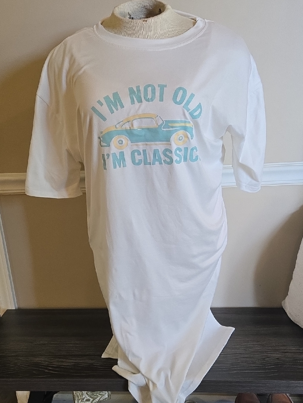 White Graphic Tee Night Gown - "I'm Not Old I'm Classic"